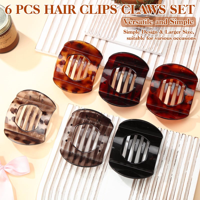 ProSuites 6 Pack Large Flat Hair Clips for Women Girls, Strong Hold French Claw Clips for Thin Hair, Minimalist Hair Accessories for Work/Travel (Tortoiseshell) - Image 3